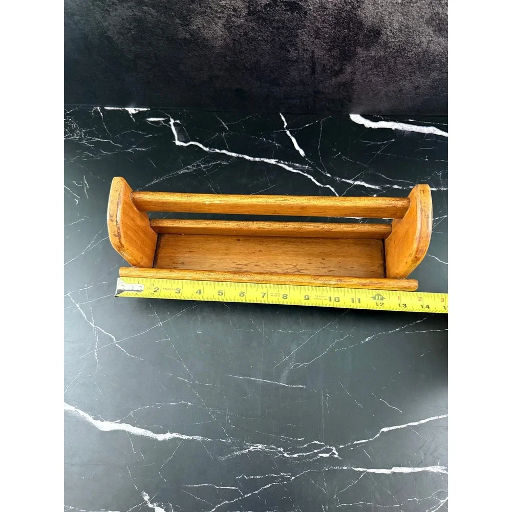 VTG 1960s Solid Wood Mini Wall Shelf Spice Rack Mail Holder 12.75